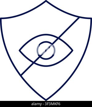 Zero trust cybersecurity icon with shield and hidden eye. Vector illustration, flat design Stock Vector