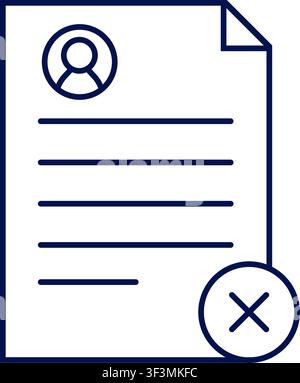 Right to be forgotten icon with profile document and delete mark. Vector illustration, flat design Stock Vector