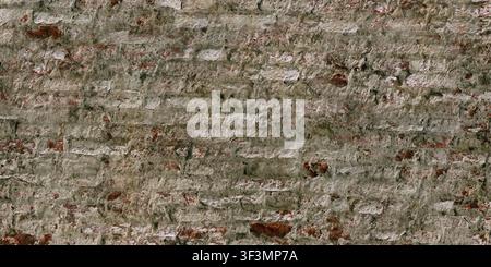 A close-up texture of an old, crumbling brick wall with heavy peeling plaster and exposed reddish bricks, representing decay and historical character. Stock Photo