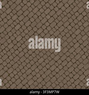 A high-angle view of rounded square concrete pavers forming a decorative geometric pavement pattern for a garden or walkway. Stock Photo