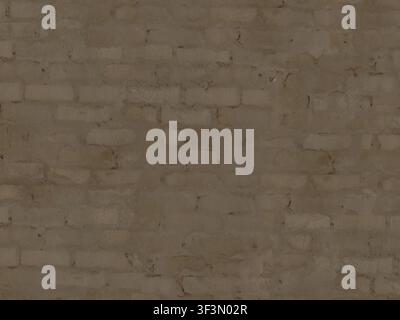 A seamless texture of a brick wall covered in thick, slumped mortar, creating an earthy brown surface. Stock Photo