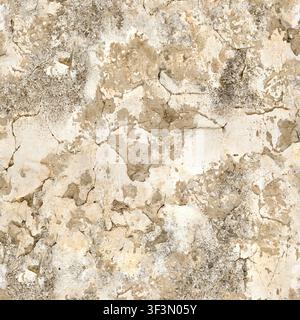 A heavily weathered and damaged plaster wall, showing layers of aged paint and cracked masonry. Stock Photo