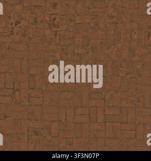 A red clay brick floor paved in a classic herringbone or grid pattern. Stock Photo