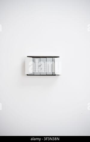 Open red stapler and staple strip isolated on white background, office supply concept. Stock Photo