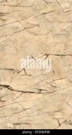A high-resolution texture of a cream-colored marble rock surface featuring elegant, dark natural fissures and veins. Stock Photo