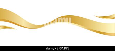 Golden wave ribbon abstract isolated on white background. Metallic gold gradient. Shiny metal frame. Vector illustration Stock Vector