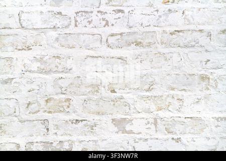 Background texture of a white brick wall. An old whitewashed wall. Stock Photo