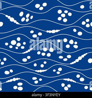Blue tone organic sea seamless pattern. Stock Vector