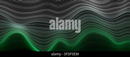 Abstract Wave Background With Flowing Green Gradient Lines And Glowing Curves For Futuristic Technology Design. Perfect Abstract Backgrounds. Vector Stock Vector