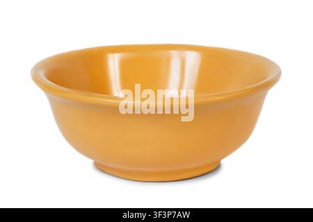 Brown empty ceramic bowl isolated on white background Stock Photo