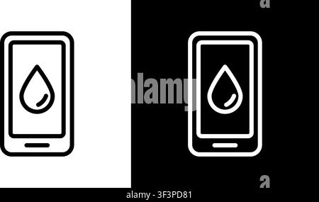 Smartphone With Water Drop Icon Set. Water Resistance, Waterproof Technology, And Liquid Protection Outline Symbol Collection. Mobile Device. Editable Stock Vector