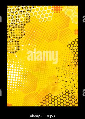 background with honeycombs. Hand drawn. Not AI, vector illustration. Stock Vector