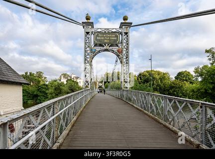 Queens Park suspension footbridge  over the River Dee, Chester, Cheshire, UK on 21 July 2026 Stock Photo