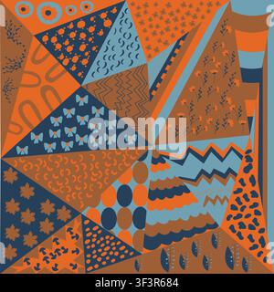 Multicolored seamless pattern with floral and geometric ornaments, can be printed on textile, tapestry, tiles Stock Vector