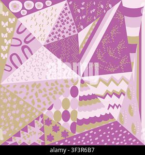 Colorful seamless pattern with floral and geometric ornaments, can be printed on textile, tapestry, tiles Stock Vector