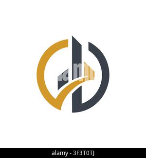 Professional Modern Monogram Building Arrow Circle Logo Vector Stock Vector