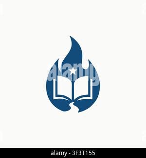 Modern Professional Flame Open Book Star Path Logo Vector Stock Vector
