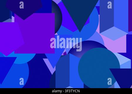 abstract background with flat and 3d figures Stock Photo