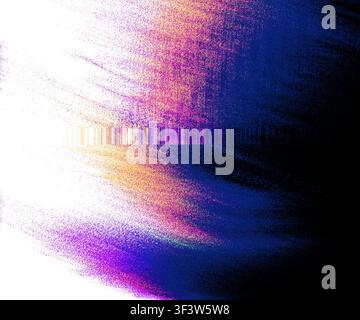 Grainy minimalist abstract background with a soft gradient from white to deep blue and violet, featuring subtle glitch lines and speckled noise for mo Stock Photo