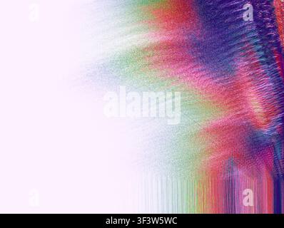 Grainy minimalist abstract background with a soft holographic gradient shifting from pastel pink to cyan and purple, featuring subtle glitch-like blur Stock Photo