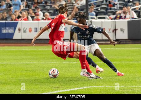 Benie Traore (9) of NYCFC controls the ball during MLS regular season ...