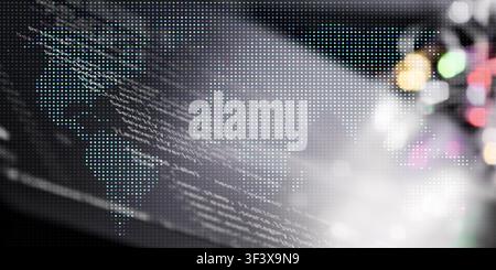 An abstract and high-tech conceptual image representing global digital connectivity and software development. Stock Photo