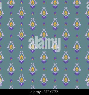 Purple Mustard Folk Paisley Drops Stock Vector
