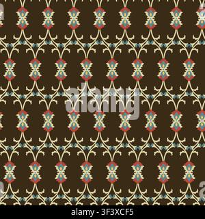 Brown Blue Vertical Floral Vine Stock Vector