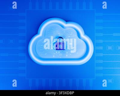 Advanced AI infrastructure and cloud security concept. Technology protection, encrypted data systems, secure cloud computing, cybersecurity network, d Stock Photo