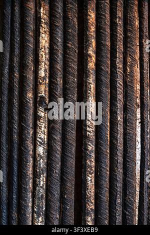 Texture of old cables wound around a spool in an old mine or on a boat Stock Photo
