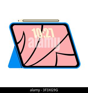 Cute digital tablet with stylus pencil vector Stock Vector