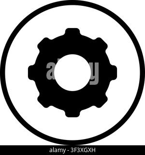 Gear-Settings - black on white minimalist Stock Vector