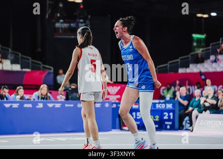 Glasgow, UK. 25th July 2026. Kirsty Brown of Scotland in action versus Singapore in the 3X3 women’s basketball. Credit: Peter Simmons / Alamy Live News. Stock Photo