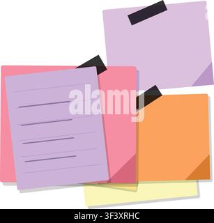 Sticky note memo paper collection vector illustration isolated on white background Stock Vector