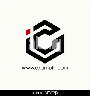 Initial IC or CI font connected line hexagon industrial modern identity brand logo design graphic concept creative premium vector stock image top sell Stock Vector
