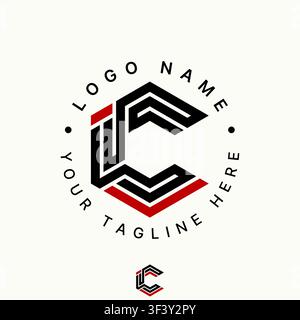 Initial IC font line hexagon industrial shape modern identity branding frame logo design graphic concept creative premium vector stock image top sell Stock Vector