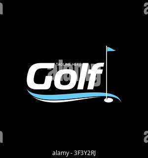 Letter Golf hole flag swoosh water and grass player club stick sport champion logo design graphic concept creative premium vector stock image top sell Stock Vector