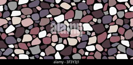 Ancient style stone seamless texture. Tile pavement pattern. Rocky floor background. Old rock wall. Vector illustration Stock Vector