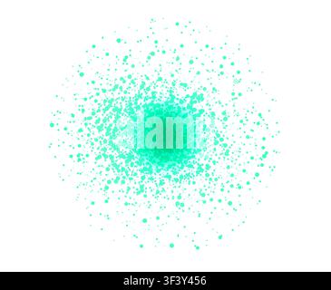 3d hole optic illusion noise spray round gradient. Dotted green grain stipple texture on white background. Vector illustration Stock Vector
