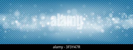 Navy transparent winter snowstorm sky mesh gradient. Ice snowfall swirl snow frozen effect overlay. Magic dust particles. Christmas and New year spotl Stock Vector