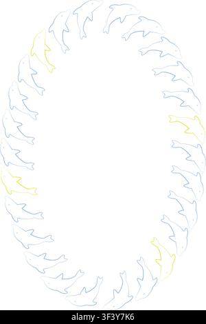 Dolphin frame. Vector sea life template for text. Simple baby shower template element for design Stock Vector