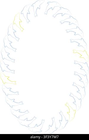 Dolphin frame. Vector sea life template for text. Simple baby shower template element for design Stock Vector