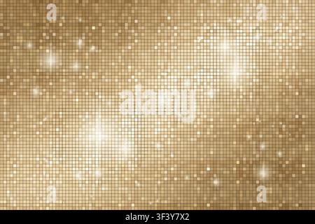 Bronze mosaic background combines gold glitter texture and sparkle in a luxury pattern with a radiant glow Stock Vector