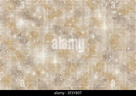Beige champagne mosaic texture resembles snake skin with gold sparkle on a luxury background pattern Stock Vector