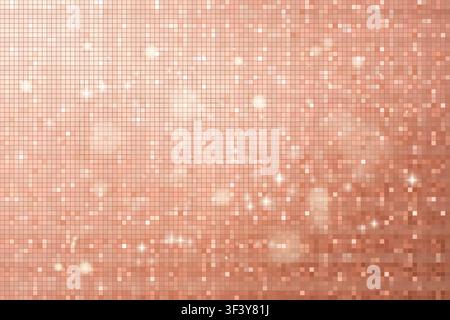 Rose gold pink mosaic background combines glitter sparkle and texture in a luxury pattern with a warm glow Stock Vector