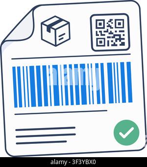 Shipping Label with Barcode and QR Code Stock Vector