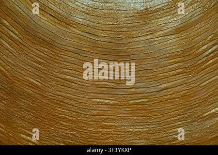 Close Up of Brown Ceramic Surface Texture with Curved Layered Pattern, Handmade Pottery Material Background for Interior Design, Craftsmanship Stock Photo