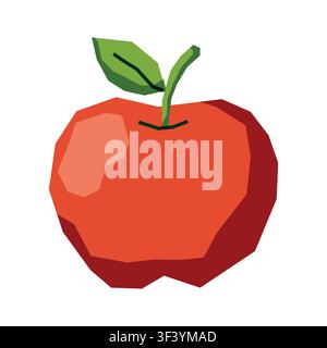 Cute red apple cartoon vector illustration isolated on white background Stock Vector