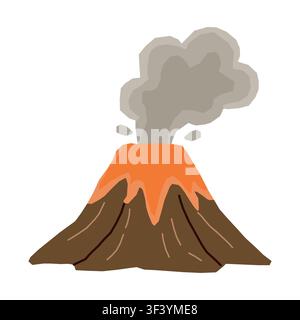 Cute volcano cartoon vector illustration isolated on white background Stock Vector