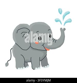 Cute elephant cartoon vector illustration isolated on white background Stock Vector